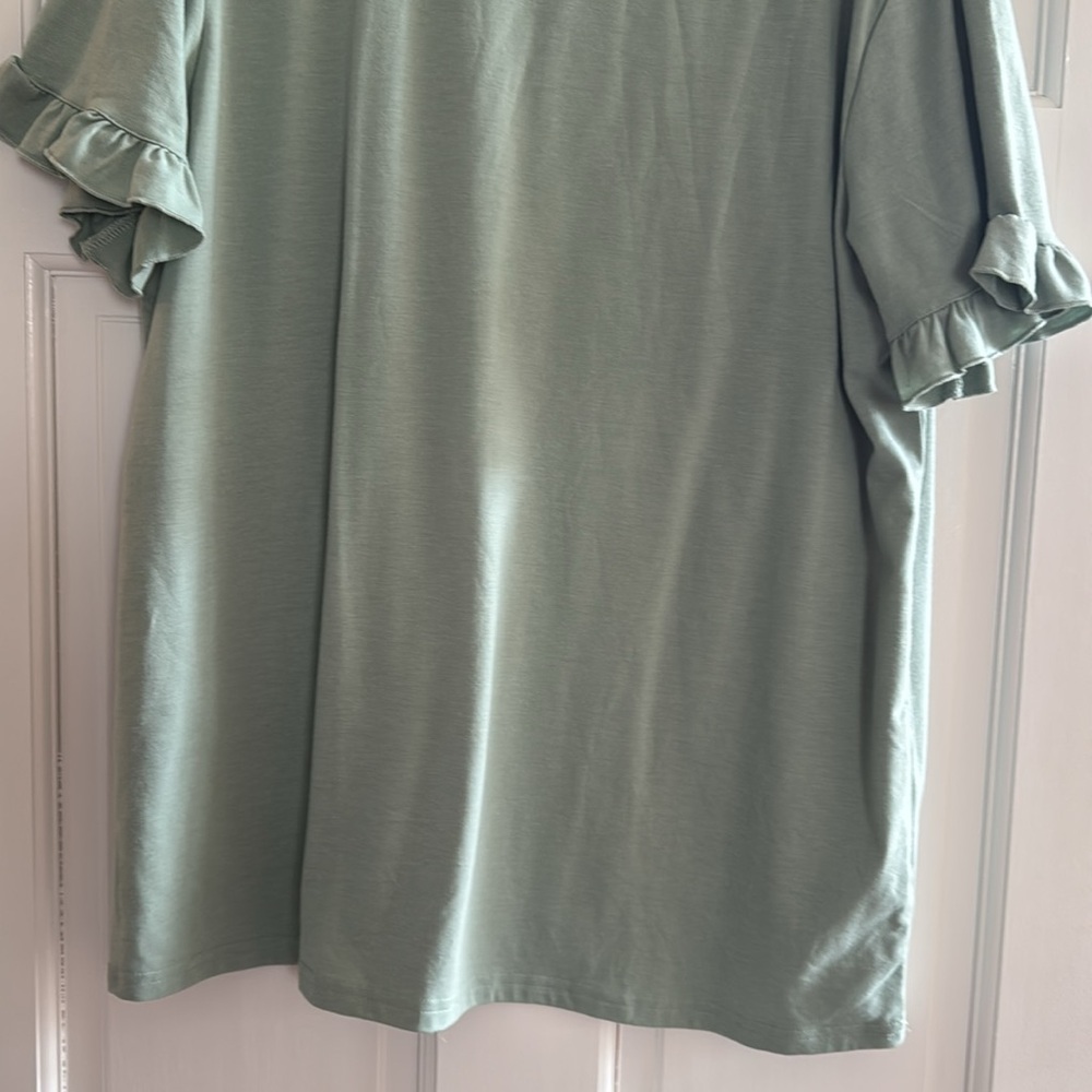 Green Ruffle Sleeve Top - Picture 3 of 4